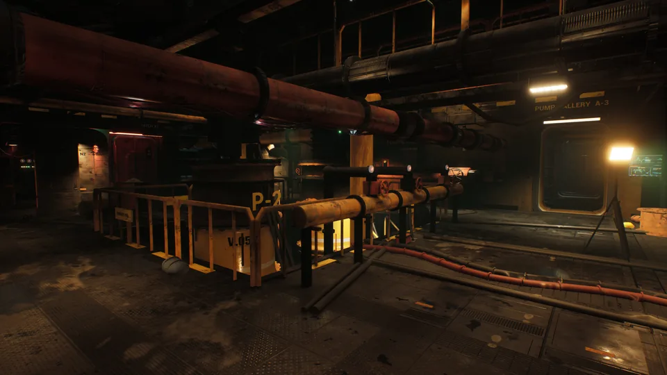 The Pumpworks gallery, with the Loop C pipes and pump P-2