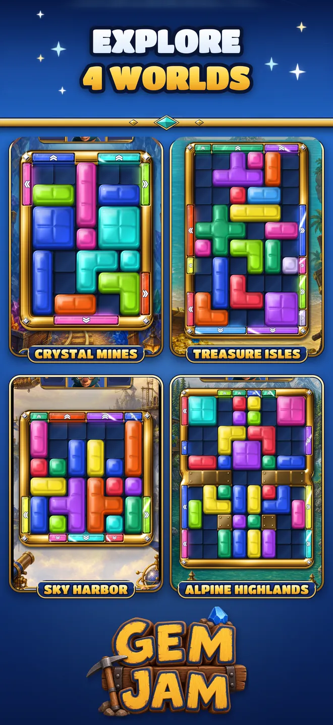 Boards from Crystal Mines, Treasure Isles, Sky Harbor and Alpine Highlands.